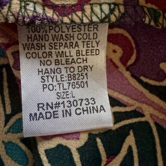 Umgee Top Paisley Blouse Button Front Ruffle Balloon Sleeve Womens Size Large - Picture 11 of 14